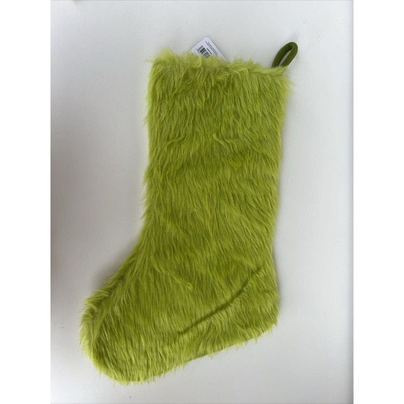 HOW THE GRINCH STOLE CHRISTMAS Green Fur Fuzzy Stocking NEW - Picture 2 of 2